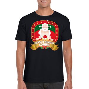 Foute Kerst t-shirt Santa is almost coming voor heren