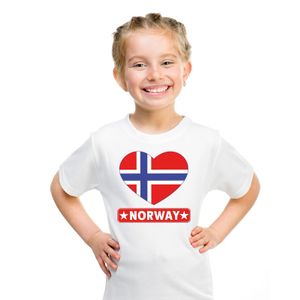 Noorwegen hart vlag t-shirt wit jongens en meisjes