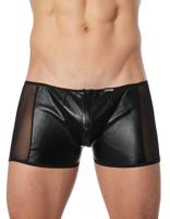 * LOOK ME Lederlook heren short met transparante zijkanten (S)