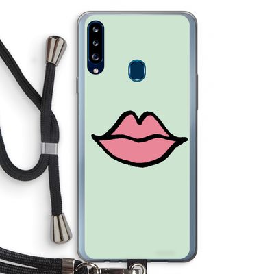 Kusje: Samsung Galaxy A20s Transparant Hoesje met koord