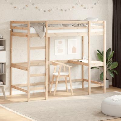 Hoogslaper met bureau massief grenenhout 90x200 cm