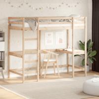 Hoogslaper met bureau massief grenenhout 90x200 cm
