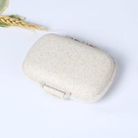3 STKS 8-grid dubbellaags draagbare mini stro pil opbergdoos (tarwe beige) 3 STKS 8-grid dubbellaags draagbare mini stro pil opbergdoos (tarwe beige)