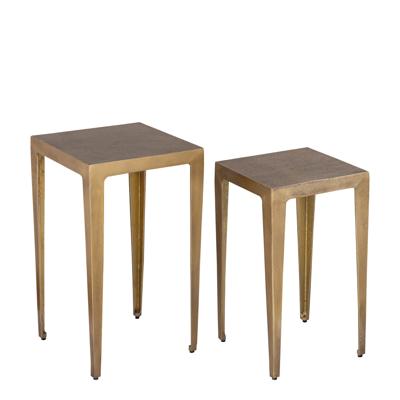 Rivva Messing Gegoten Alu Vierkante Bijzettafel Set van 2