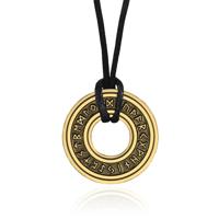 Amulet Ketting "Odin" - Ronde Circel met Noorse Tekens Goudkleurig