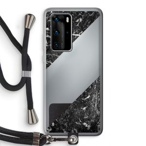 Zwart marmer: Huawei P40 Pro Transparant Hoesje met koord