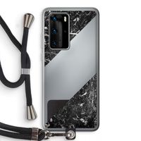Zwart marmer: Huawei P40 Pro Transparant Hoesje met koord