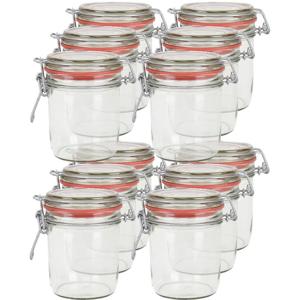 12x weckpot/inmaakpot - glas - 300 ml - met beugelsluiting - transparant