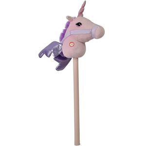 Roze/lilapaarse stokpaarden eenhoorn/pegasus pony met geluid 68 cm voor jongens/meisjes/kinderen