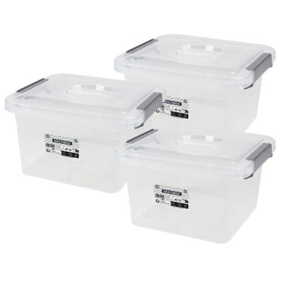 Urban Living Opberg box - 3x - 6 liter - 27 x 25 x 16 cm - met deksel en clips - waterdicht