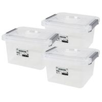 Urban Living Opberg box - 3x - 6 liter - 27 x 25 x 16 cm - met deksel en clips - waterdicht