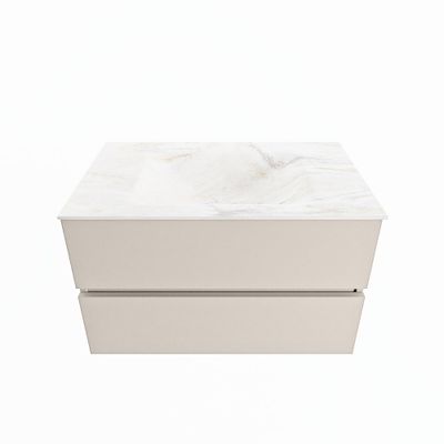MONDIAZ VICA-DLUX 80cm badmeubel onderkast Linen 2 lades. Inbouw wastafel CLOUD midden 1 kraangat, kleur Ostra.