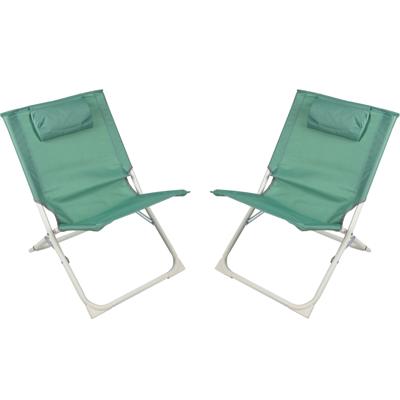 Sunnydays camping/strand stoel - 2x - aluminium - inklapbaar - groen - 49 x 62 x 61 cm