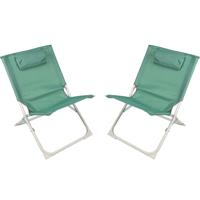 Sunnydays camping/strand stoel - 2x - aluminium - inklapbaar - groen - 49 x 62 x 61 cm