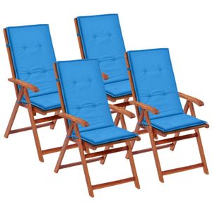 VidaXL Tuinstoelkussens 4 st hoge rug 120x50x3 cm stof blauw