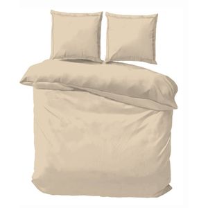 iSleep Dekbedovertrek Satijn Katoen Uni - Medium Beige - Lits-jumeaux 240x200/220 cm