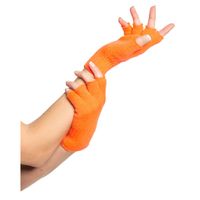 Verkleed handschoenen vingerloos - oranje - one size - voor volwassenen