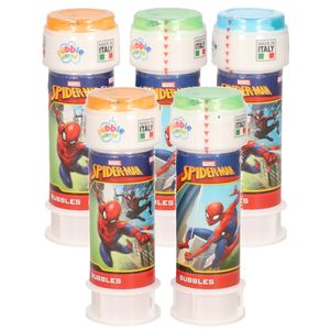 50x Marvel Spiderman bellenblaas flesjes met bal spelletje in dop 60 ml voor kinderen