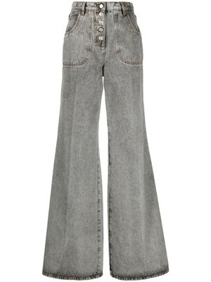 ETRO jean évasé à broderies - Gris