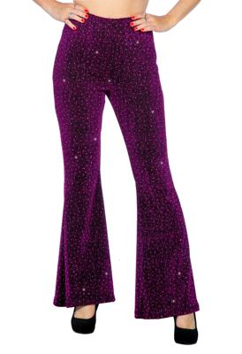 Party glitter broek fuchsia flared