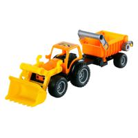 Cavallino Toys Cavallino Tractor met Voorlader en Aanhanger - thumbnail