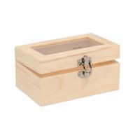 Glorex hobby houten kistje met sluiting en deksel - 15 x 10 x 8 cm - Sieraden/spulletjes/sleutels   - - thumbnail