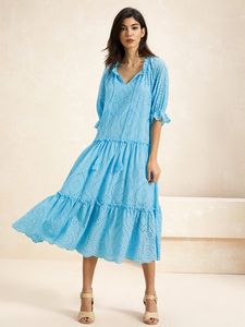 Loose Boho V Neck Dress With No