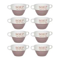 Soepkommen - 8x - Soep van de dag - keramiek - D12 x H8 cm - oud roze - Stapelbaar