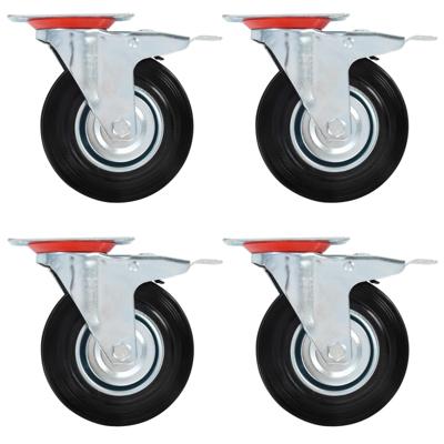 VidaXL Zwenkwielen met dubbele remmen 4 st 125 mm