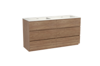 Storke Edge staand badmeubel 150 x 52 cm ruw eiken met Mata dubbele wastafel in solid surface