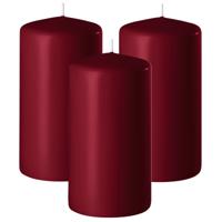 Enlightening Candles Cilinder/stompkaars - 3x - bordeaux rood - D6 x H15 cm - 58 branduur