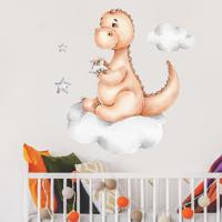 Muursticker - Baby dinosaurus op wolk