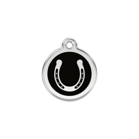 Horse Shoe Black roestvrijstalen hondenpenning small/klein dia. 2 cm - Reddingo
