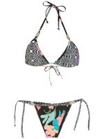 Amir Slama bikini à imprimé Hibiscus - Noir