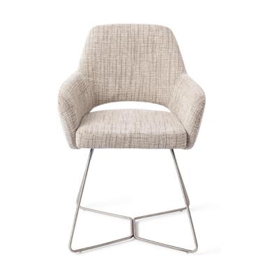 Jesper Home Yanai eetkamerstoel Caramel Grid beehive steel