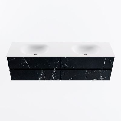 MONDIAZ VICA 170cm badmeubel onderkast Marquina 4 lades. Wastafel MOON dubbel zonder kraangat, kleur Talc.