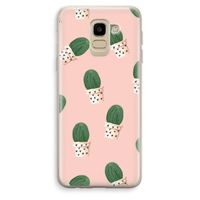 Cactusprint roze: Samsung Galaxy J6 (2018) Transparant Hoesje