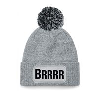 Brrrr muts met pompon - unisex - one size - grijs - apres-ski muts