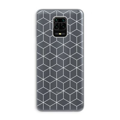 Zwart-witte kubussen: Xiaomi Redmi Note 9 Pro Transparant Hoesje