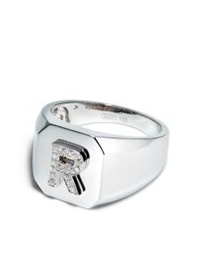 SHAY bague R-initial en or blanc 18ct - Argent