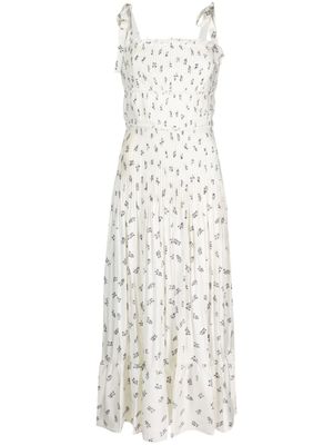 Polo Ralph Lauren robe longue plissée à fleurs - Blanc
