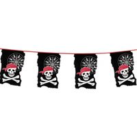 Plastic piraten vlaggenlijnen slingers 10 meter   - - thumbnail