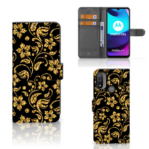 Motorola Moto E20 | E30 | E40 Hoesje Gouden Bloemen