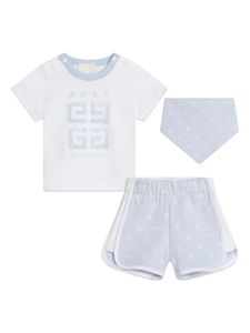 Givenchy Kids ensemble haut-short en coton à logo imprimé - Bleu