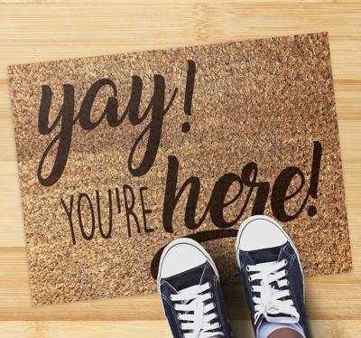 Welkom mat ja u bent hier tapijt in de hal Welkom mat ja u bent hier tapijt in de hal