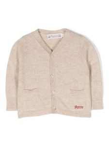 Bonpoint logo-print merino-wool cardigan - Tons neutres