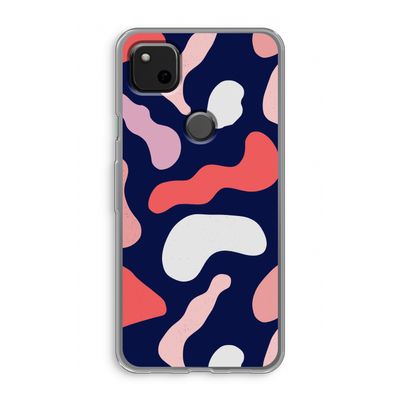 Memphis Shapes Pink: Google Pixel 4a Transparant Hoesje