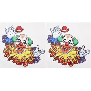 2x Raamstickers lachende clown 35 x 40 cm   -