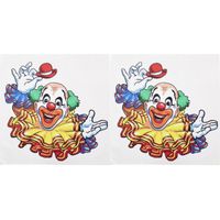 2x Raamstickers lachende clown 35 x 40 cm   - - thumbnail