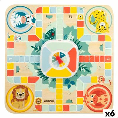 Parchis en Oca Spelbord Woomax Zookabee 30 x 3 x 30 cm Kinderen dieren (6 Stuks)